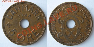 Разная инострань - 332 4 Дания 5 эре 1939