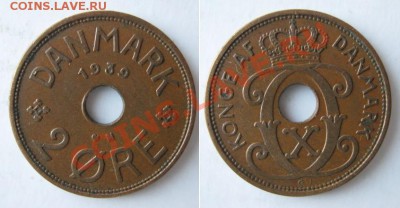 Разная инострань - 332 2 Дания 2 эре 1939 г