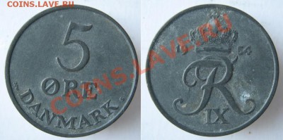 Разная инострань - 334 4 Дания 5 эре 1954