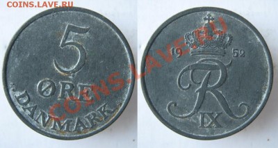 Разная инострань - 334 2 Дания 5 эре 1952