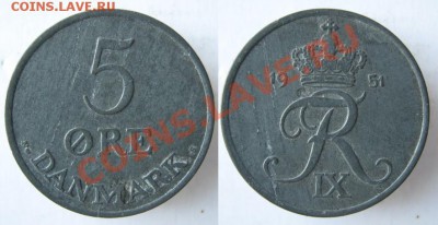 Разная инострань - 334 1 Дания 5 эре 1951