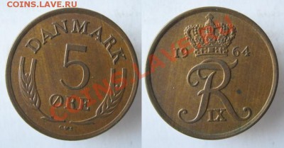 Разная инострань - 336 1 Дания 5 эре 1964