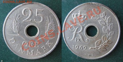 Разная инострань - 340 2 Дания 25 эре 1969 г
