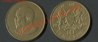 Кения 10 центов 1968 - Кения-10-центов-1968