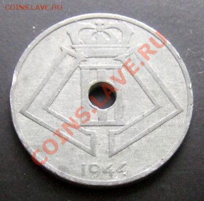 БЕЛЬГИЯ 25 сантимов (1944) цинк голл.яз. до 26.11 (22.00) - Бельгия 25 сантимов (1944) Голл. А