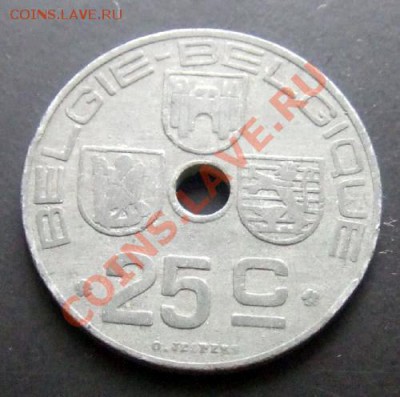 БЕЛЬГИЯ 25 сантимов (1944) цинк голл.яз. до 26.11 (22.00) - Бельгия 25 сантимов (1944) Голл. Р