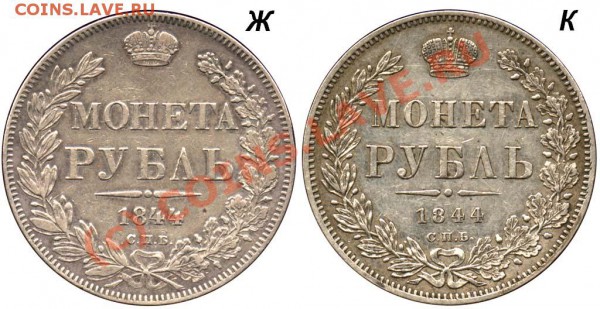 Рубль 1844 г., прошу оценить - 1844 Ж и К