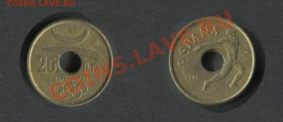 Испания 25 песет 1991 дискобол - Испания-25-песет-1991