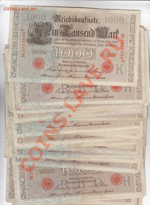 ГЕРМАНИЯ 1000 марок 1910 53 штуки до 30.11 22:00 мск - IMG