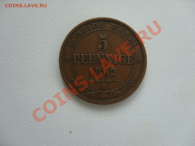 Иностранные монеты 1850-1940 годов (пополн. тема) - 5 пфеннигов 1862 B Саксония - 1