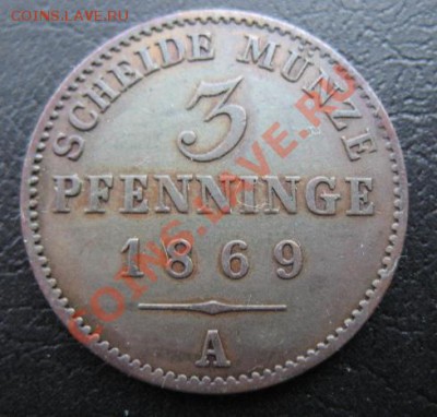 1869, Германия, 3 пф, до 04.12 в 21-00 мск - 1869 3