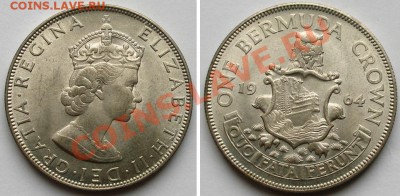 Иностранное СЕРЕБРО - много разного - бермуды 1 кр 1964