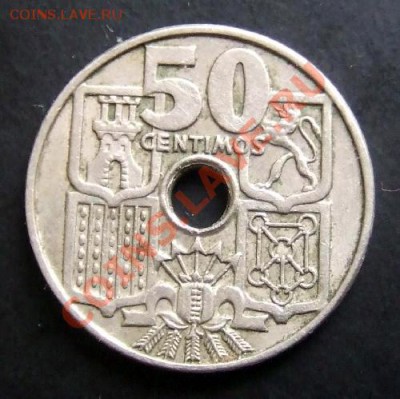 ИСПАНИЯ 50 сентимо (1963) Якорь до 02.12.12 (22.00) - Испания 50 сентимо (1963) Якорь Р