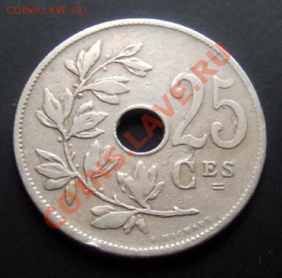 БЕЛЬГИЯ 25 сантимов (1908) голл.яз. до 02.12.12 (22.00) - Бельгия 25 сантимов (1908) Голл. Р