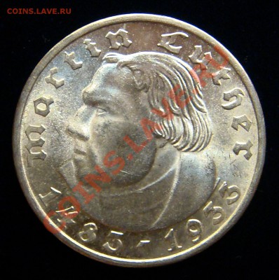 Германия 2 марки 1933F Лютер UNC - 2