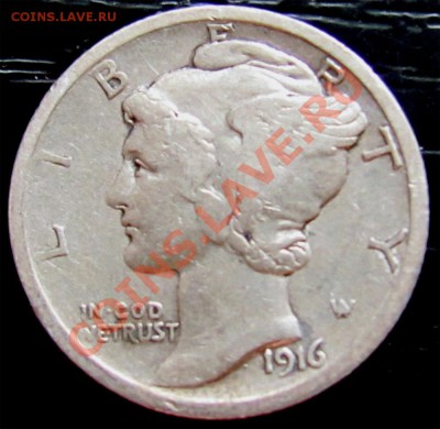 U66 Ag США 10¢ Mercury Dime 1916 до 07.12 в 22°° - U66 Dime 1916 F_1