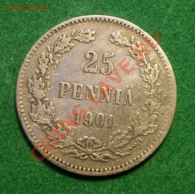 25 пенни Рус. Фин. 1901 г.  до 06.12.2012 в 22-00 МСК - 25 пенни 1901г реверс