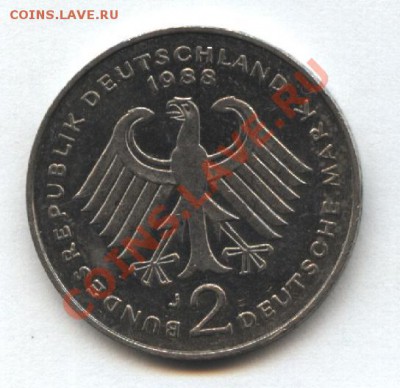 Германия. ФРГ. 2 марки 1988г. до 6.12.2012г - 005