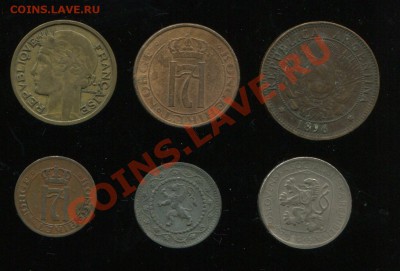 6 монет до 1965 года.Франция,Аргентина,Норвегия,Бельгия.. - 6-2
