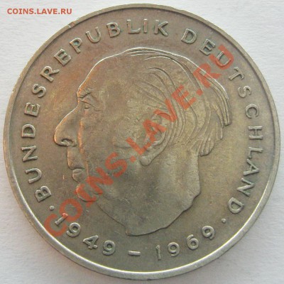 ГЕРМАНИЯ (ФРГ) 2 марки Theodor Heuss 1973г.  12.12.12 22.00 - IMG_2249.JPG