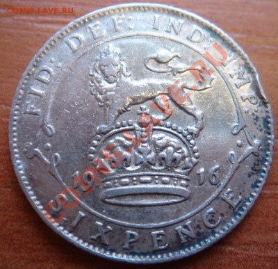 Великобритания: Ag-925 6 пенсов 1916 Георг 5 до 12.12 22-0 - 6 пенсов 1916-2.JPG