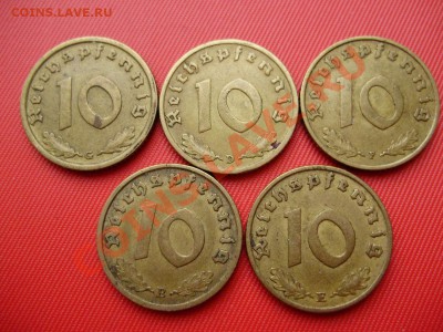 ГЕРМАНИЯ. 10пфеннигов 1938 (B,D,E,F,G)-5шт. до 13.12 22-00 - PC070048.JPG