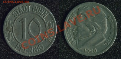 Нотгельд Бонн Германия "Бетховен" 1920 до 22:00мск 12.12.12 - б10