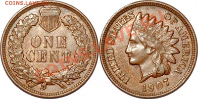 монеты США (вроде как небольшой каталог всех монет США) - one cent 1907.JPG