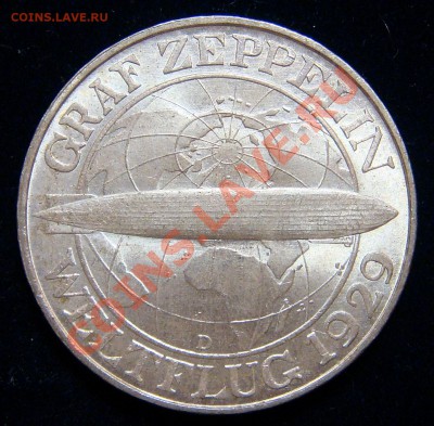Германия 3 марки 1930D Цеппелин UNC - 2