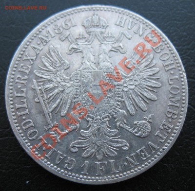 1861, Австрия, 1 Fl, серебро, до 18.12 в 21-00 мск - 1861 флори а