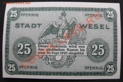 Германия,нотгельд 25 пфеннигов STADT WESEL 1921 год!!Пресс!! - IMG_2300.JPG