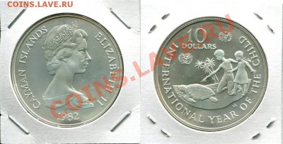 Серебро. Британское Содружество. Елизавета II. - Cayman-10$-1982