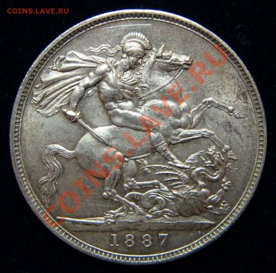 Великобритания 1 крона 1887 UNC патина - 2