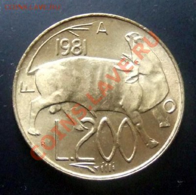 САН-МАРИНО 200 лир (1981) ФАО, бык до 28.12 (22.00) - Сан-Марино 200 лир (1981) ФАО Р
