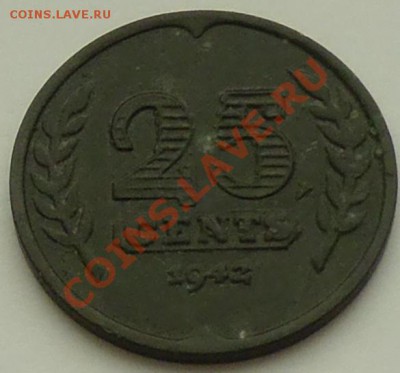 НИДЕРЛАНДЫ - 25 центов 1942 - Цинк -оккупация - до 10 января - 665