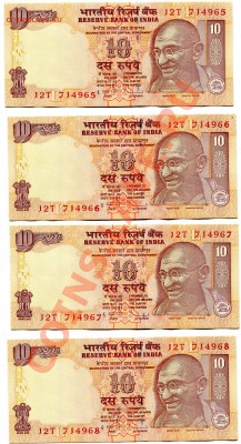 Индия 10 рупий 2009, 4 шт. серия, до 10 янв 23.00 - India 10  4  1sd