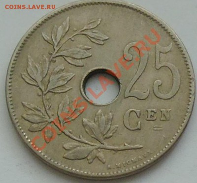 БЕЛЬГИЯ - 25 сантимов 1908 - до 13 января - 310