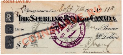 V04 Канада чек Sterling Bank $6.60 7.09.1911 до 15.01 в 22°° - V04 The Sterling Bank 6.60 Sept 7th, 1911_1