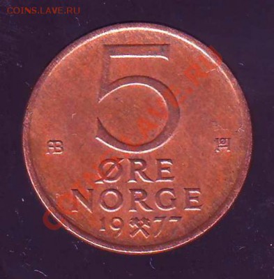 Норвегия.5 Оре.1977.Лев. до 14.01.13 в 22.00мск - норвегия 5 оре 1977 1.JPG