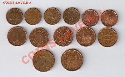 13 монет ЕВРОЦЕНТЫ 1-2-5 -РАЗНЫЕ СТРАНЫ до 15.01.2013г 21-00 - 13 монет ЕВРОЦЕНТЫ 001