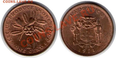 >ФАО< Ямайка 1 цент Бронза 1971 до 19.01.13 21:30 - Ямайка 1 цент Бронза 71