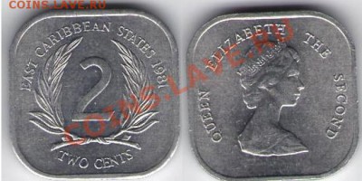 >Квадрат< Восточные Карибы 2 цента 1981 до 19.01.13 22:45 - Восточные Карибы 2 цента 81