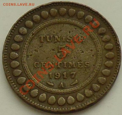 ФРАНЦУЗКИЙ ТУНИС - 5 сантимов 1917 А - до 19 января - 973