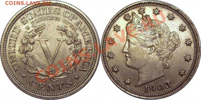 монеты США (вроде как небольшой каталог всех монет США) - Five cents 1903.JPG