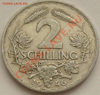 АВСТРИЯ - 2 шиллинга 1946 - до 22 января - 911