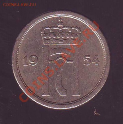НОРВЕГИЯ.25 ОРЕ.1954. до 26.01.13 в 22.00мск - норвегия 25 оре 1954 0001.JPG