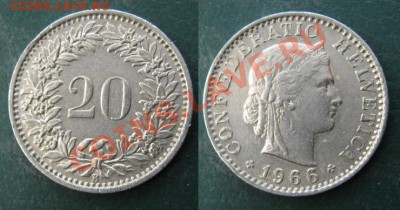 Разная инострань - 351 5 Швейцария 20 рапп 1966