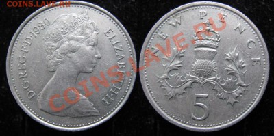 Разная инострань - 364 3 Великобритания 5 пенсов 1980