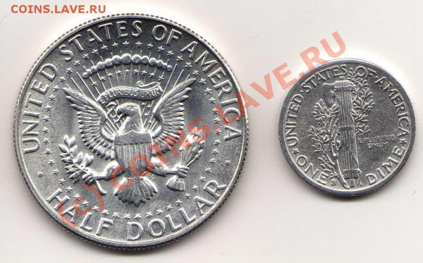 50 центов 1968г  и 10 сентов 1942г меркурий - img096