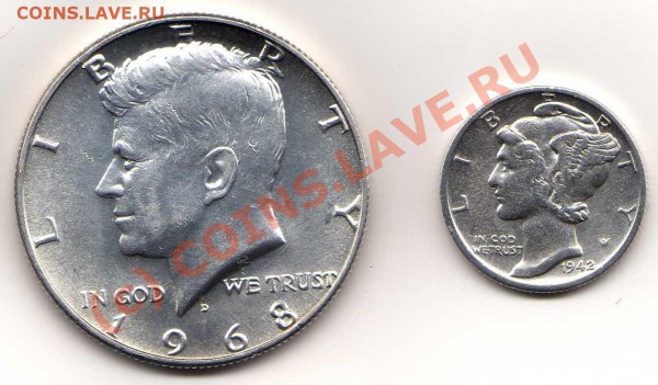 50 центов 1968г  и 10 сентов 1942г меркурий - img095